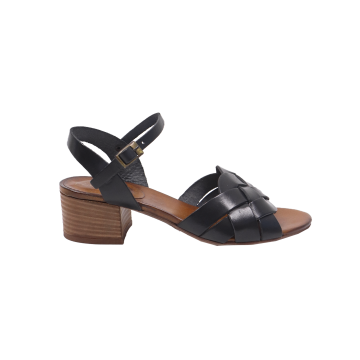 SM1001 ITALY Made Full Leather Block Heel Sandals